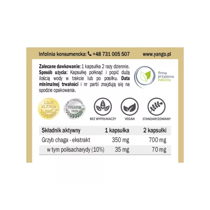 Yango Chaga 90 K. Wzmacnia Odporność Organizmu Yango Chaga 90 K. Wzmacnia Odporność Organizmu