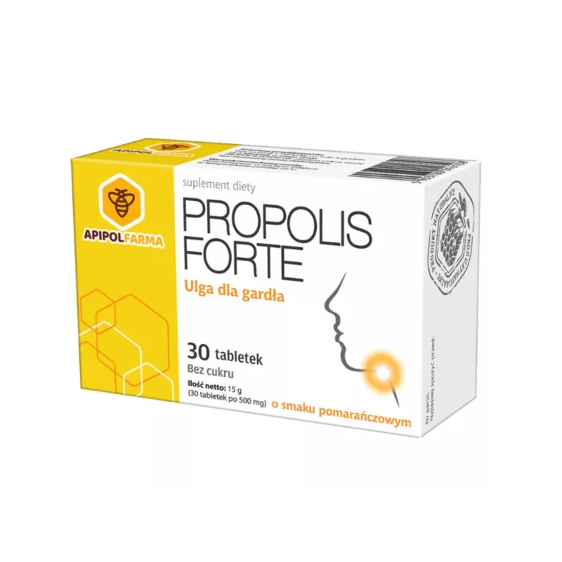 ApipolFarma Propolis Forte pomarańczowe 30 t. ApipolFarma Propolis Forte pomarańczowe 30 t.