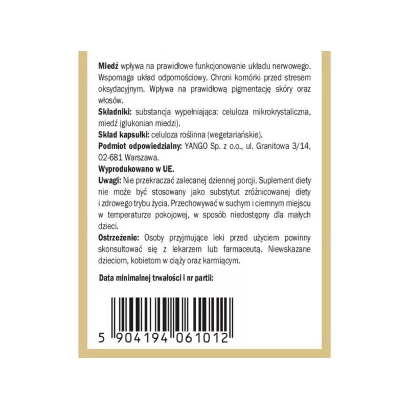 Yango Miedź organiczna Cu 90 k Yango Miedź organiczna Cu 90 k