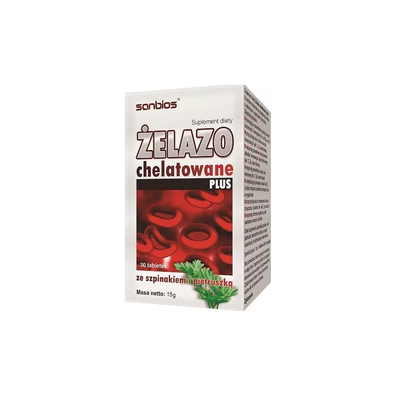 SANBIOS ŻELAZO CHELATOWE PLUS 30TAB. SANBIOS ŻELAZO CHELATOWE PLUS 30TAB.