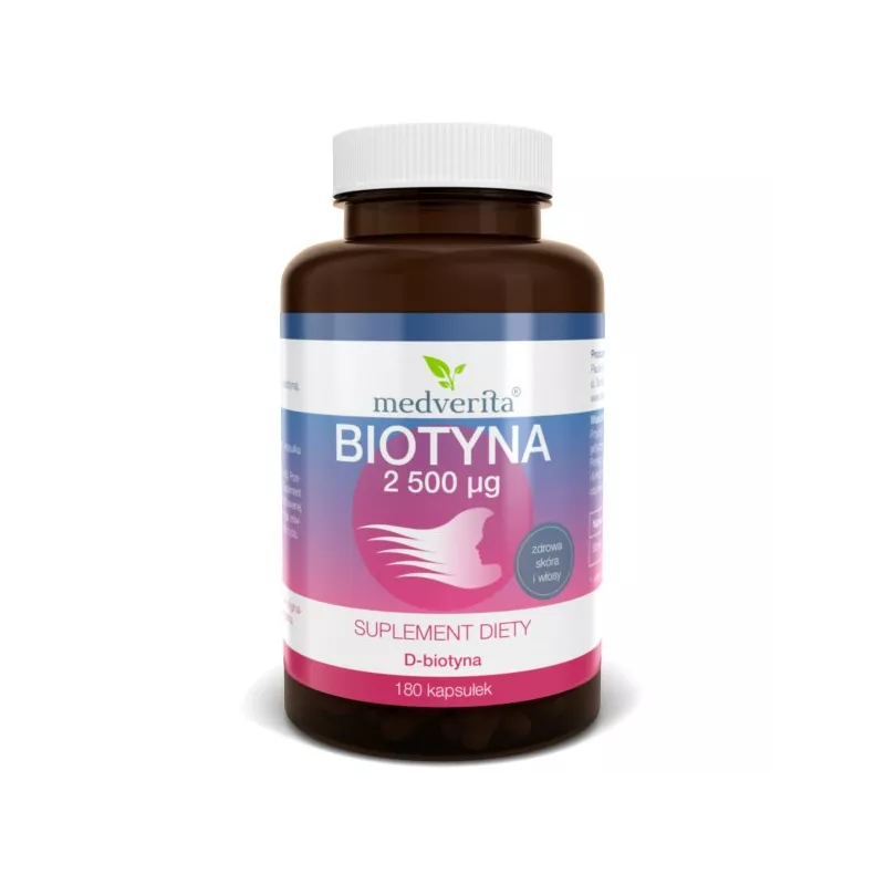 Medverita Biotyna 2500 µg 180 k włosy skóra B7 Medverita Biotyna 2500 µg 180 k włosy skóra B7