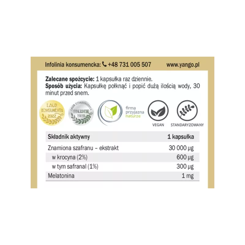 Yango Szafran z melatoniną 60 k