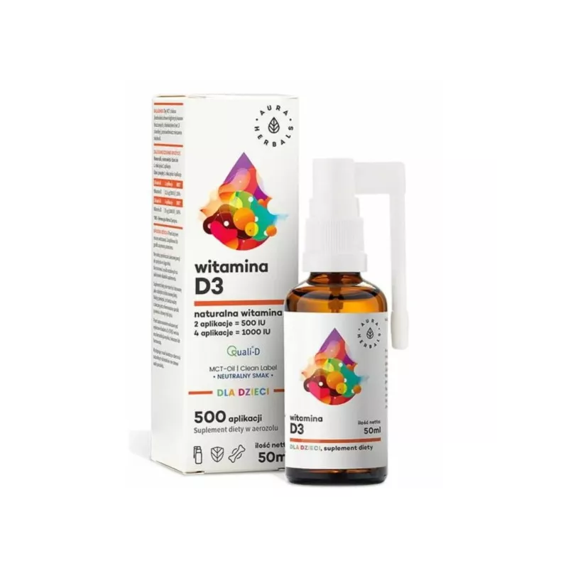 Aura Herbals Witamina D3 dla dzieci 50ml MCT Aura Herbals Witamina D3 dla dzieci 50ml MCT