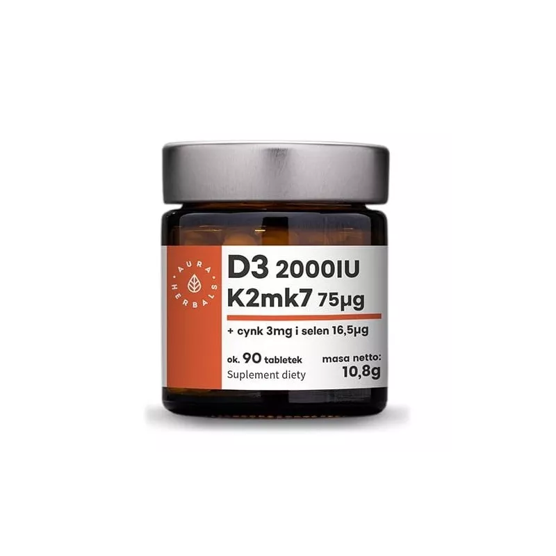 Aura Herbals Witamina D3 2000Iu K2 Cynk Selen 90sz