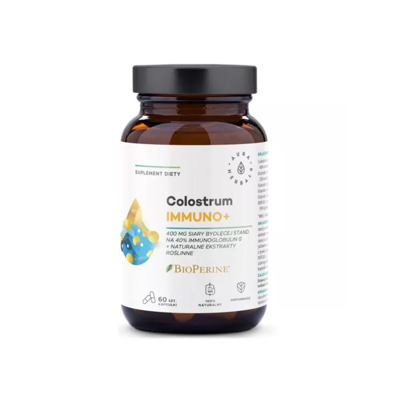 Aura Herbals Colostrum Immuno + Bioperine 60 szt Aura Herbals Colostrum Immuno + Bioperine 60 szt