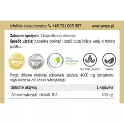 Yango Żeń-Szeń Syberyjski 90 K Sprawny umysł Yango Żeń-Szeń Syberyjski 90 K Sprawny umysł
