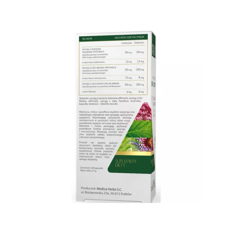Medica Herbs Waleriana Melisa Passiflora 60 k