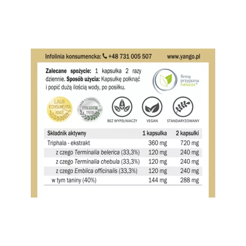 Yango Triphala 120  kapsułek trawienie