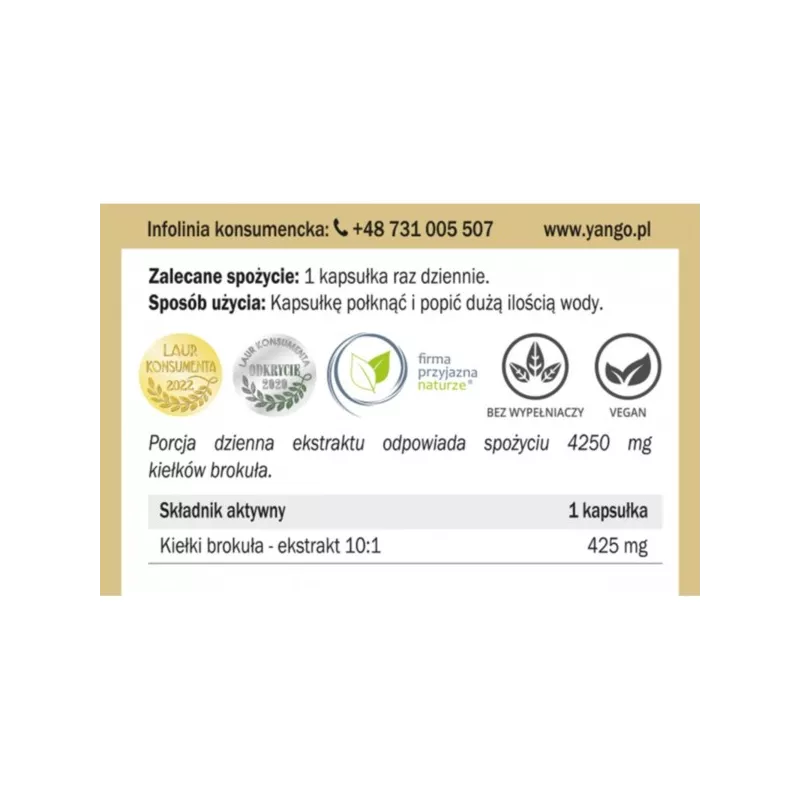 Yango Kiełki Brokuła 90 Kaps. Sulforafan