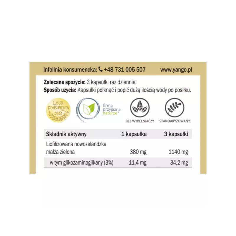 Yango Omułek zielonowargowy 90 k stawy kości Yango Omułek zielonowargowy 90 k stawy kości