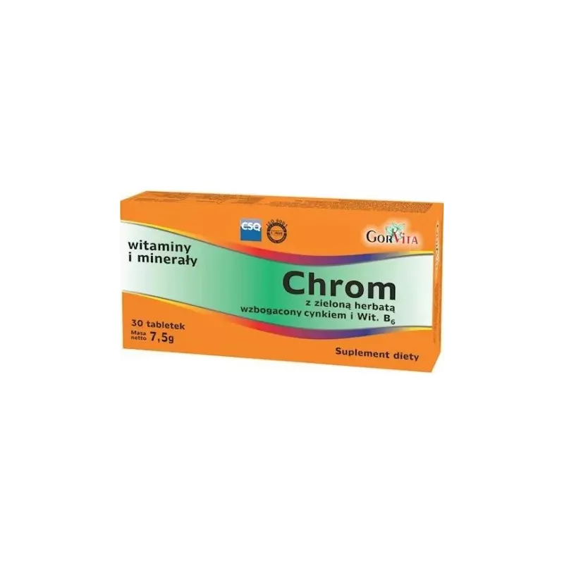 Gorvita Chrom z zieloną herbatą cynkiem i B6 30 t. Gorvita Chrom z zieloną herbatą cynkiem i B6 30 t.