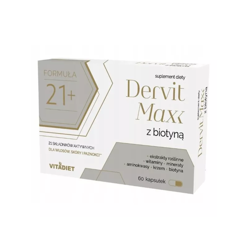 Vitadiet Dervit MAXX Z Biotyną 60 Kaps. Na włosy