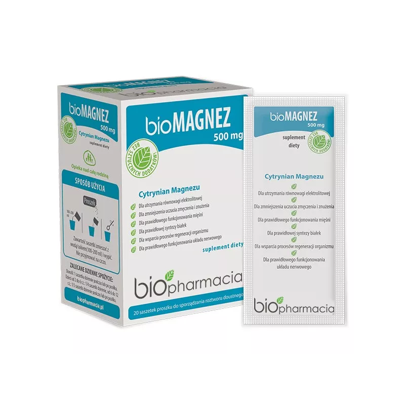 Biopharmacia bioMagnez 500 mg 20 saszetek Biopharmacia bioMagnez 500 mg 20 saszetek