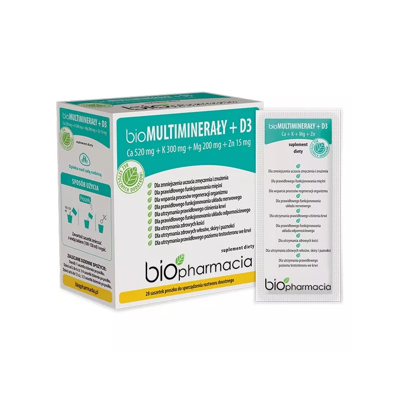 Biopharmacja bioMultiminerały D3 Cynk 28 saszetek Biopharmacja bioMultiminerały D3 Cynk 28 saszetek