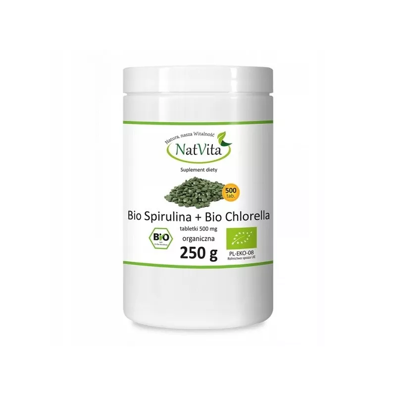 Natvita BIO Spirulina i BIO Chlorella 500 tabletek