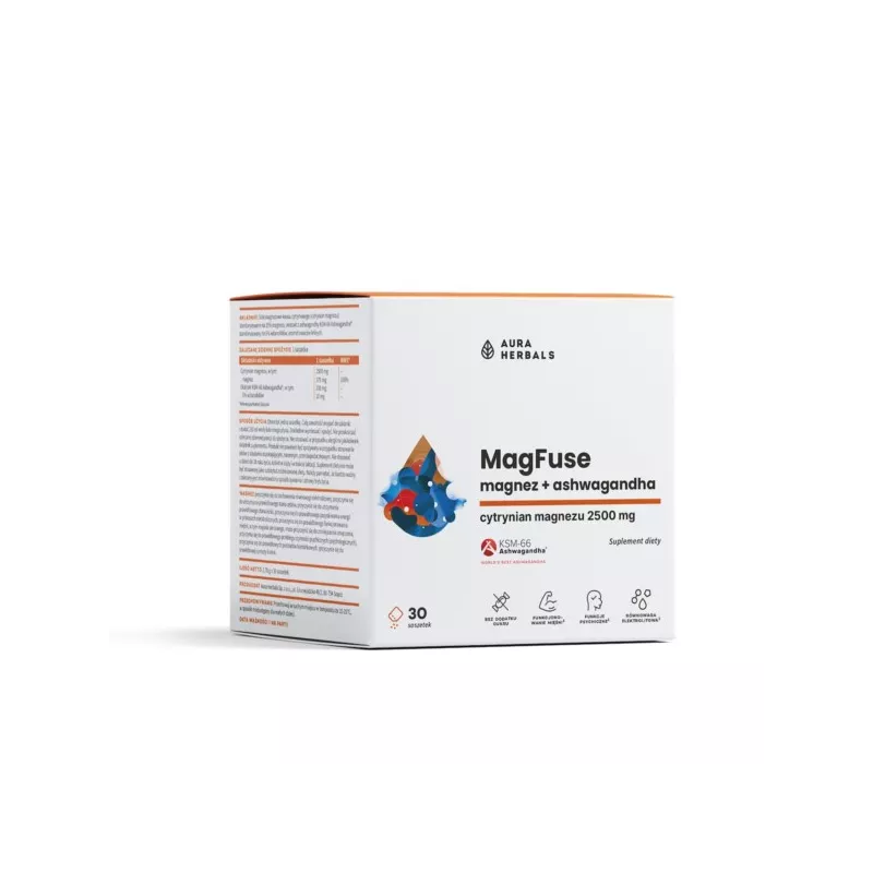 Aura Herbals MagFuse magnez ashwagandha 30 sasz
