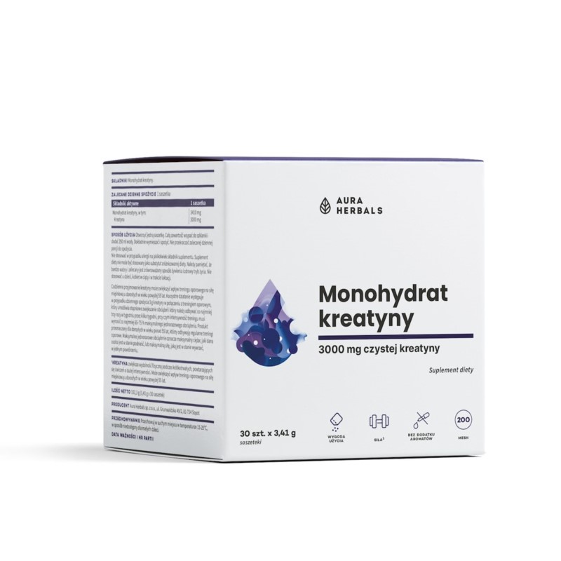 Aura Herbals Kreatyna monohydrat saszetki 30x4,41g Aura Herbals Kreatyna monohydrat saszetki 30x4,41g