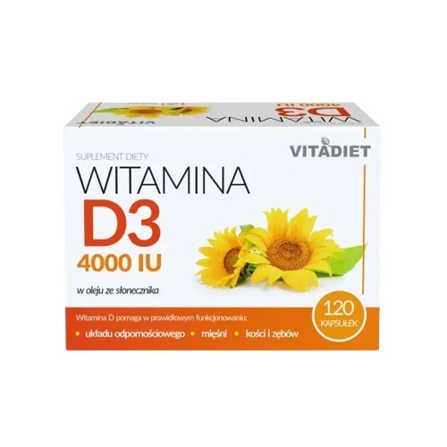 Vitadiet Akavit Witamina D3 4000 iu 120 kapsułek Vitadiet Akavit Witamina D3 4000 iu 120 kapsułek