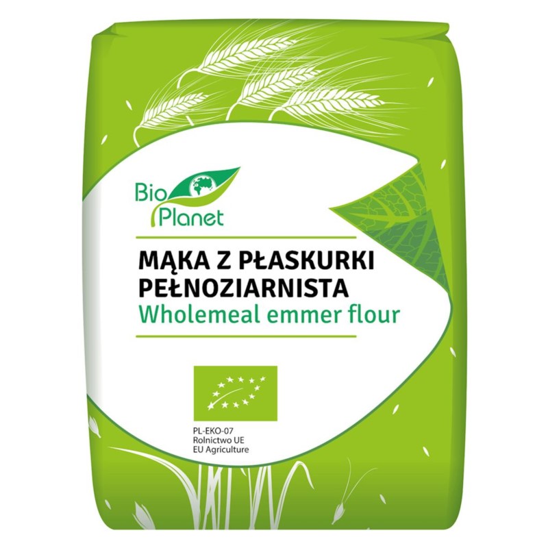 BIO PLANET Mąka z Płastunki Pełnoziarnista BIO 1kg