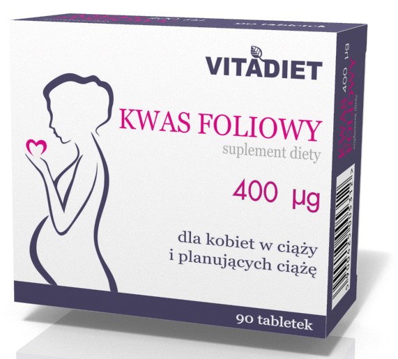 Vitadiet Kwas Foliowy 400Mcg 90 T. Dla Ciężarnych