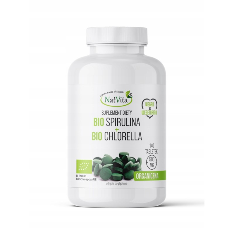 Natvita BIO Spirulina i BIO Chlorella 140 tabletek Natvita BIO Spirulina i BIO Chlorella 140 tabletek