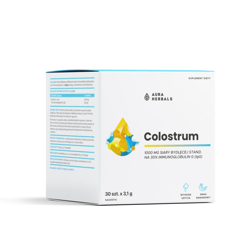 Aura Herbals Colostrum 1000 mg smak bananowy Aura Herbals Colostrum 1000 mg smak bananowy