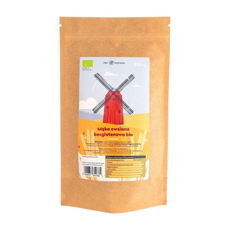 Pięć przemian Mąka Owsiana Bezglutenowa BIO 500g Pięć przemian Mąka Owsiana Bezglutenowa BIO 500g