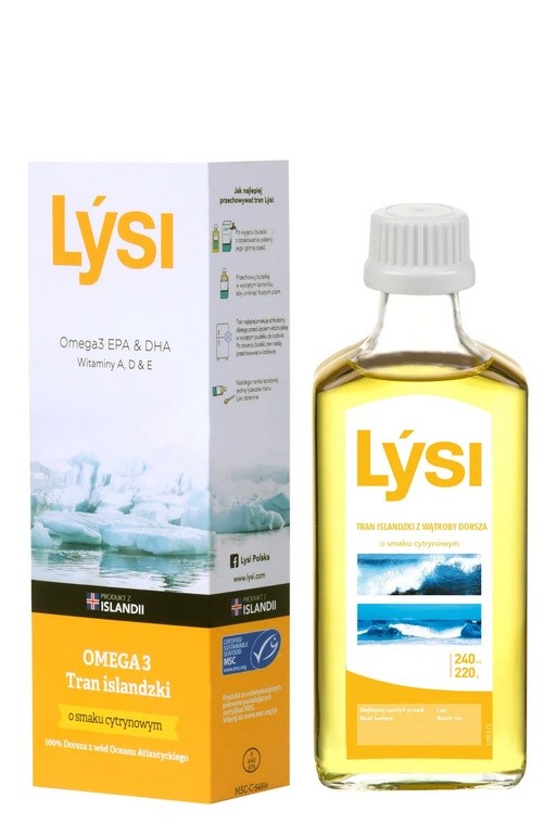 Lysi Tran Islandzki o smaku Cytrynowym 240 ml