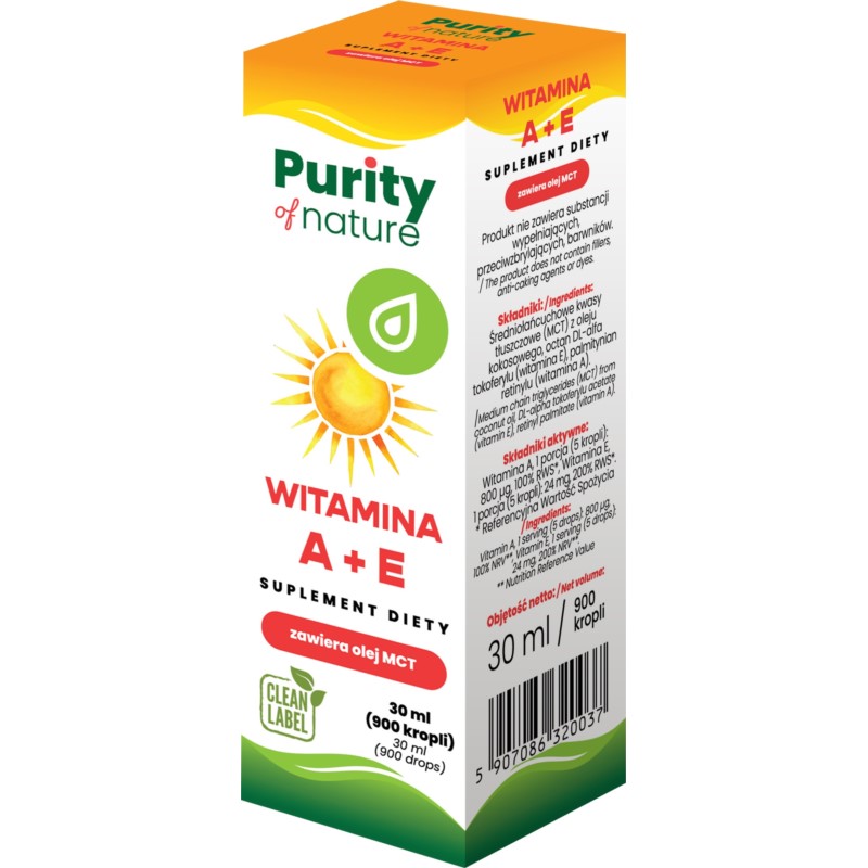 Purity Of Nature Witamina A+E krople 30 ml Purity Of Nature Witamina A+E krople 30 ml