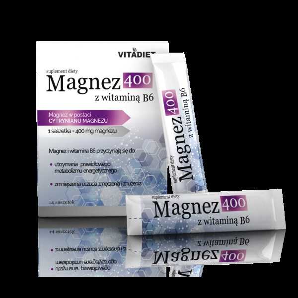 Vitadiet Magnez 400 z witaminą B6 14 saszetek Vitadiet Magnez 400 z witaminą B6 14 saszetek