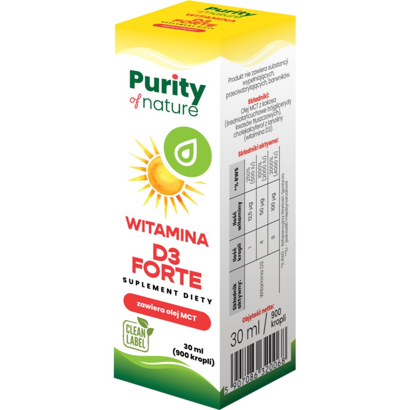 Purity of Nature Witamina D3 Forte 30 ml Purity of Nature Witamina D3 Forte 30 ml