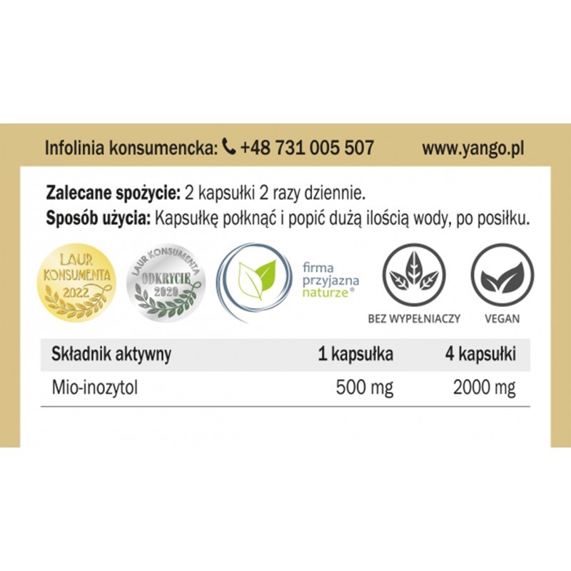 Yango Inozytol 590 mg 90 kap Yango Inozytol 590 mg 90 kap