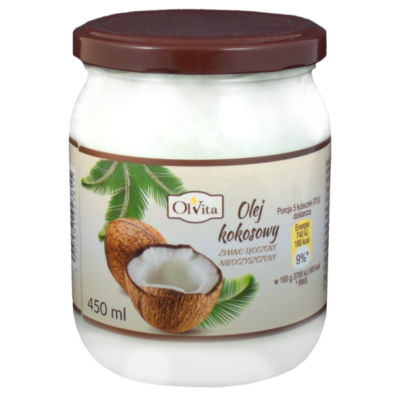 Olvita Olej Kokosowy Zimnotłoczony 450 Ml Olvita Olej Kokosowy Zimnotłoczony 450 Ml