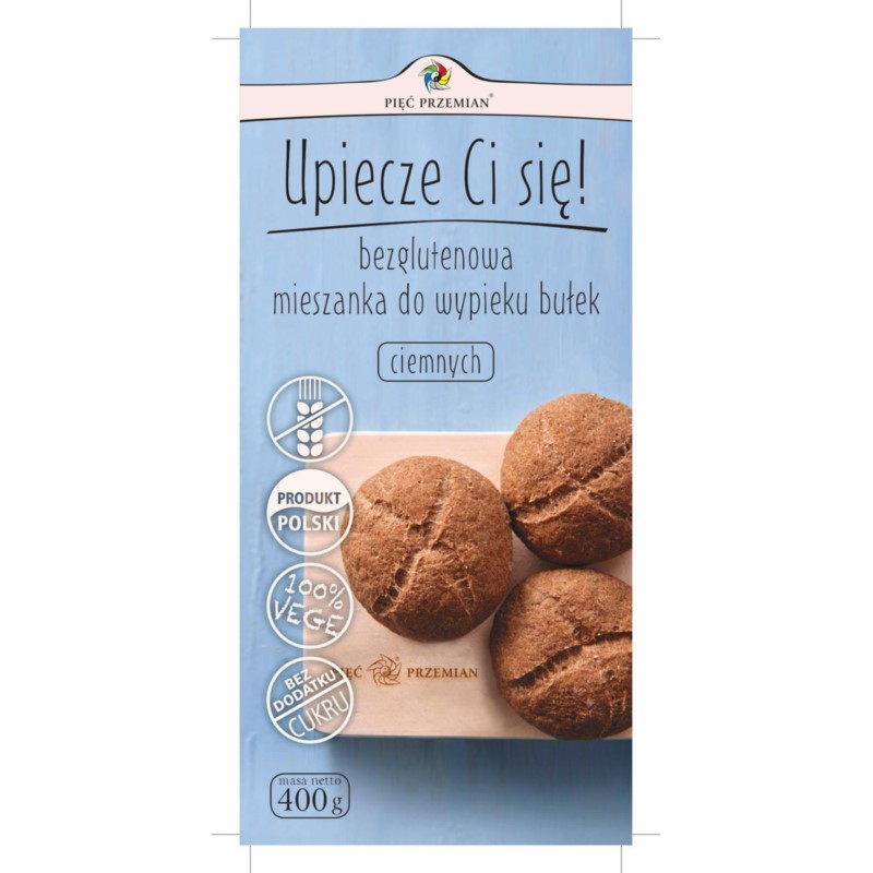 Pięć Przemian Mieszanka na bułki bezg. ciemne 400g Pięć Przemian Mieszanka na bułki bezg. ciemne 400g