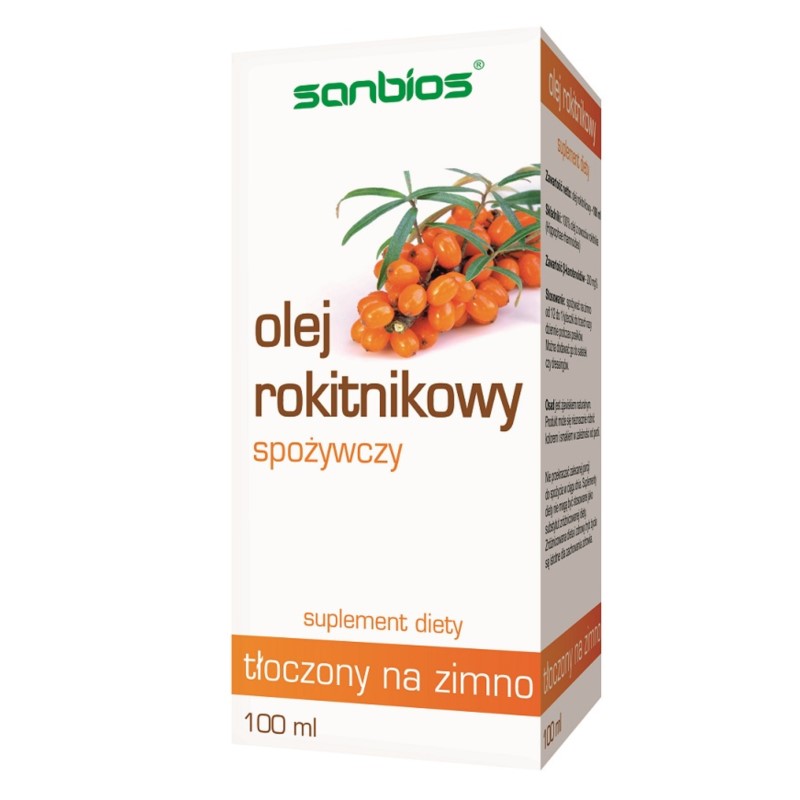 Sanbios Olej Rokitnikowy tłoczony na zimno 100 ml Sanbios Olej Rokitnikowy tłoczony na zimno 100 ml
