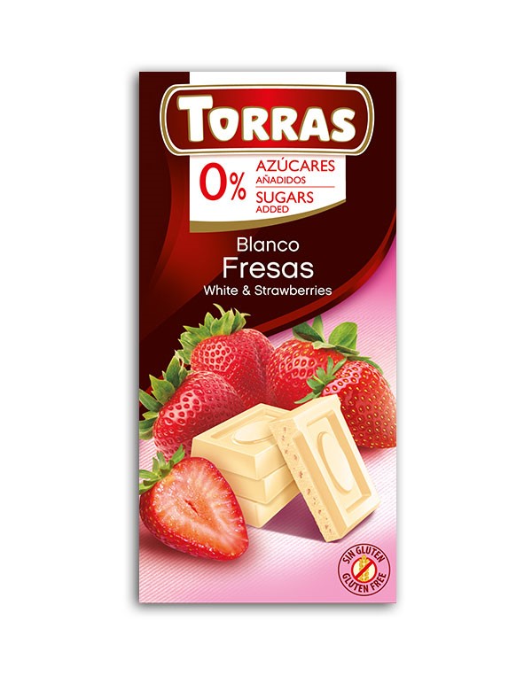 Torras Czekolada biała z truskawkami 75 g Torras Czekolada biała z truskawkami 75 g