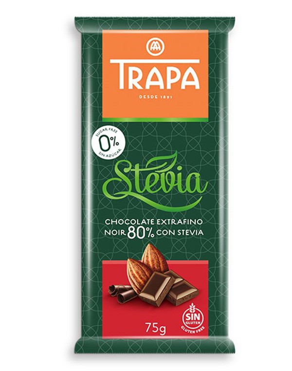Trapa Czekolada gorzka 80% kakao stewia 75g Trapa Czekolada gorzka 80% kakao stewia 75g