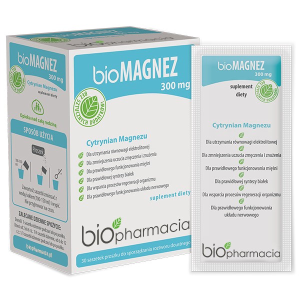 Biopharmacia bioMagnez 300 mg 30 saszetek Biopharmacia bioMagnez 300 mg 30 saszetek