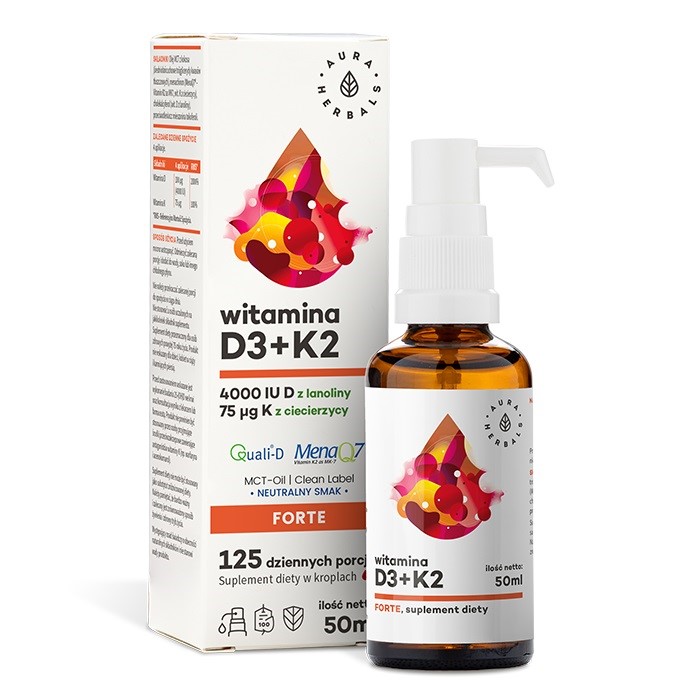 Aura Herbals Witamina D3 4000 K2Mk7 50ml MCT Aura Herbals Witamina D3 4000 K2Mk7 50ml MCT