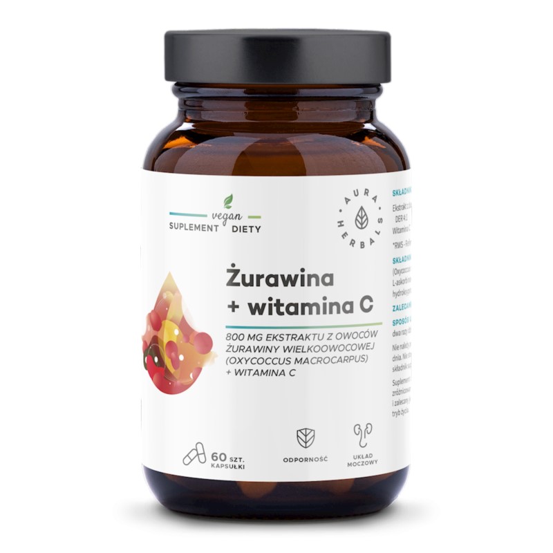 Aura Herbals Żurawina 800mg Witamina C 60 kap Aura Herbals Żurawina 800mg Witamina C 60 kap