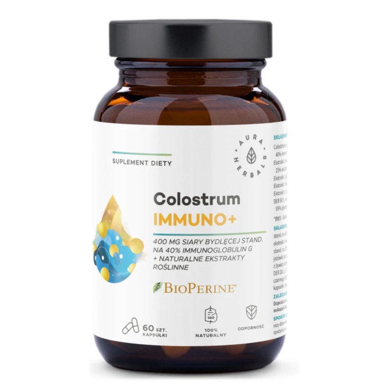 Aura Herbals Colostrum Immuno + Bioperine 60 szt Aura Herbals Colostrum Immuno + Bioperine 60 szt