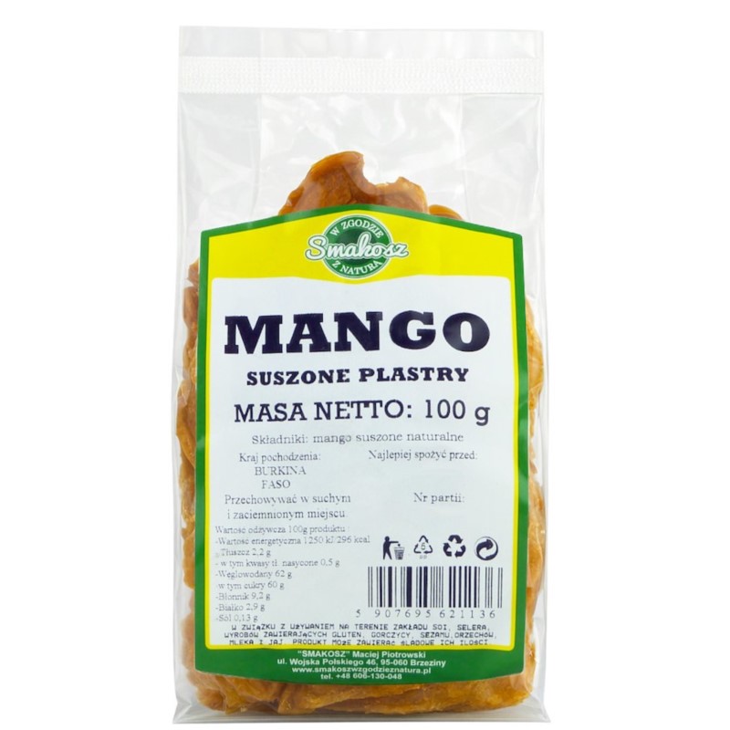 Smakosz Mango suszone naturalne plastry 100 g Smakosz Mango suszone naturalne plastry 100 g