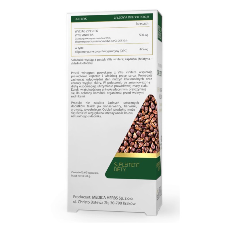 Medica Herbs Pestki Winogron vitis vinifera 60 k