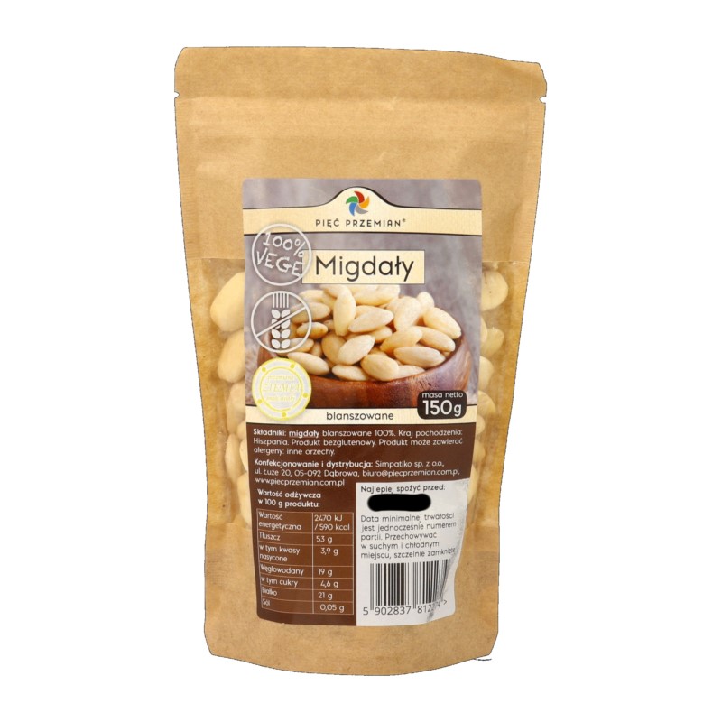 Pięć Przemian Migdały blanszowane 150 g Pięć Przemian Migdały blanszowane 150 g