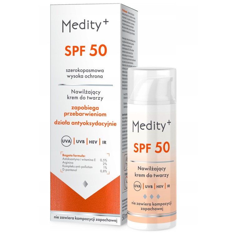 Medity+ SPF 50 Nawilżający krem do twarzy 50 ml Medity+ SPF 50 Nawilżający krem do twarzy 50 ml