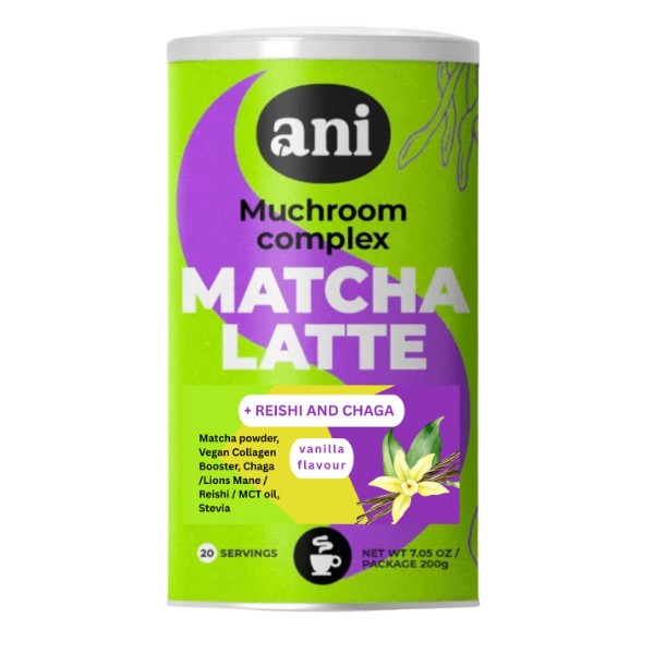 Ani Napój Mushroom Complex Matcha Latte waniliowa Ani Napój Mushroom Complex Matcha Latte waniliowa