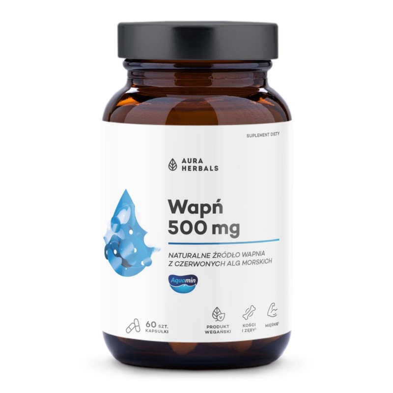 Aura Herbals Wapń 500 mg 60 kapsułek Aura Herbals Wapń 500 mg 60 kapsułek