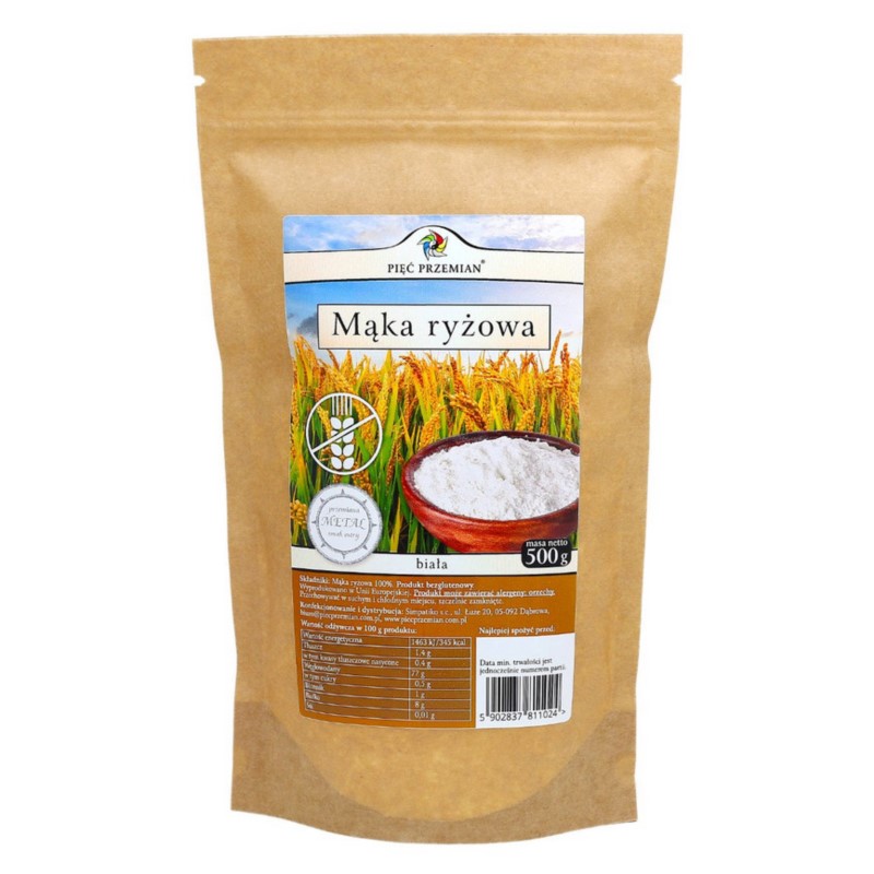 Pięć przemian Mąka Ryżowa biała 500 g Pięć przemian Mąka Ryżowa biała 500 g