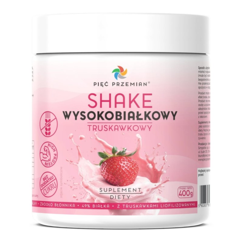 Pięć Przemian Shake wysokobiałkowy truskawkowy 400