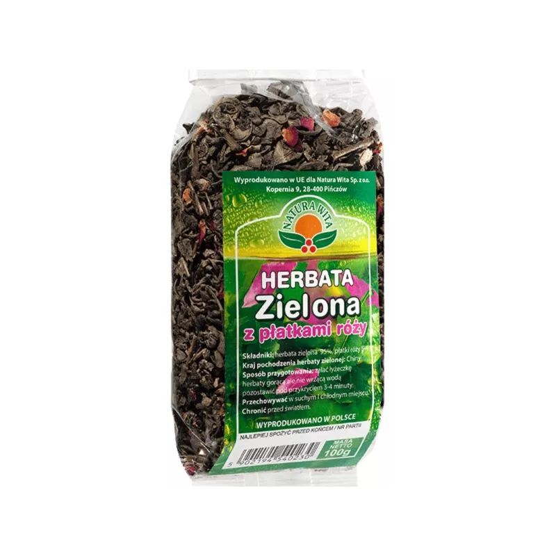 NATURA WITA HERBATA ZIELONA Z PŁATKAMI RÓŻY 100G